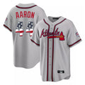 Friene A.Braves #44 Hank Aaron Player Gray USA 250 Fourth Of July Limited Home Game Stitched Jerseys
