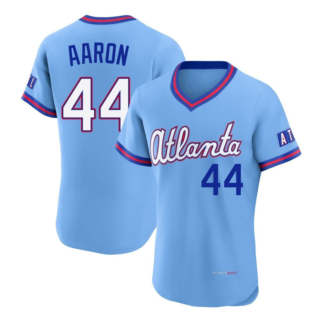 Friene A.Braves #44 Hank Aaron Player Powder Blue 2026 City Connect T-shirt Limited Elite Home Game Stitched Jerseys