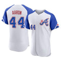 Friene A.Braves #44 Hank Aaron Player White City Connect Limited Elite Home Game Stitched Jerseys