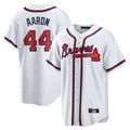 Friene A.Braves #44 Hank Aaron Player White Home Game Stitched Jerseys