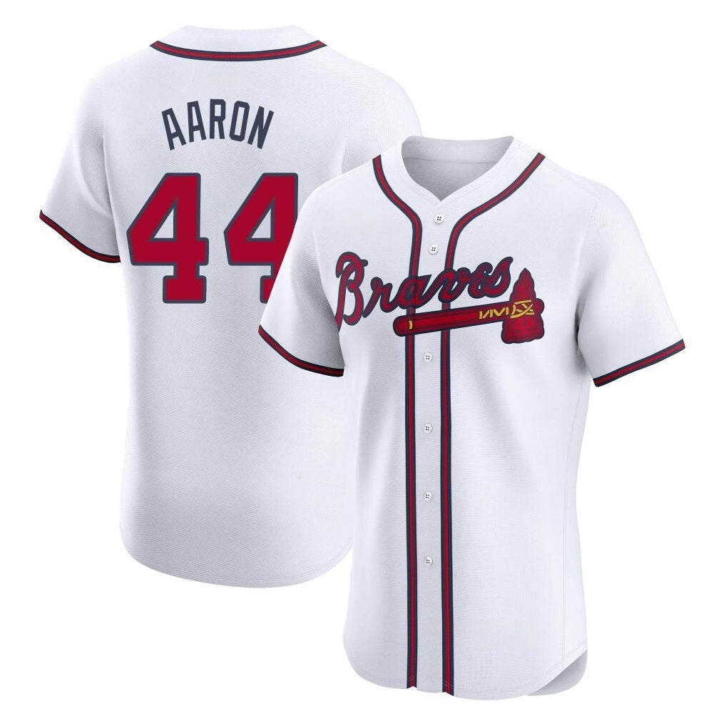 Friene A.Braves #44 Hank Aaron Player White Limited Elite Home Game Stitched Jerseys