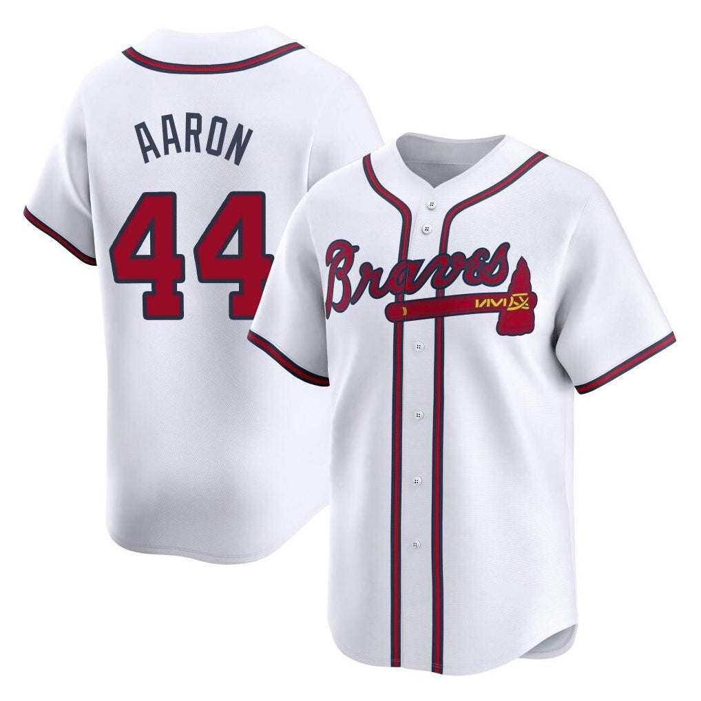 Friene A.Braves #44 Hank Aaron Player White Limited Home Game Stitched Jerseys