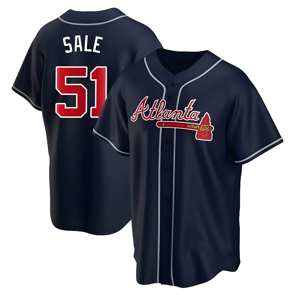 Friene A.Braves #51 Chris Sale player Navy City Connect Stitched Jerseys