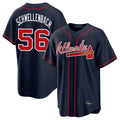 Friene A.Braves #56 Spencer Schwellenbach Player Navy Home Game Stitched Jerseys