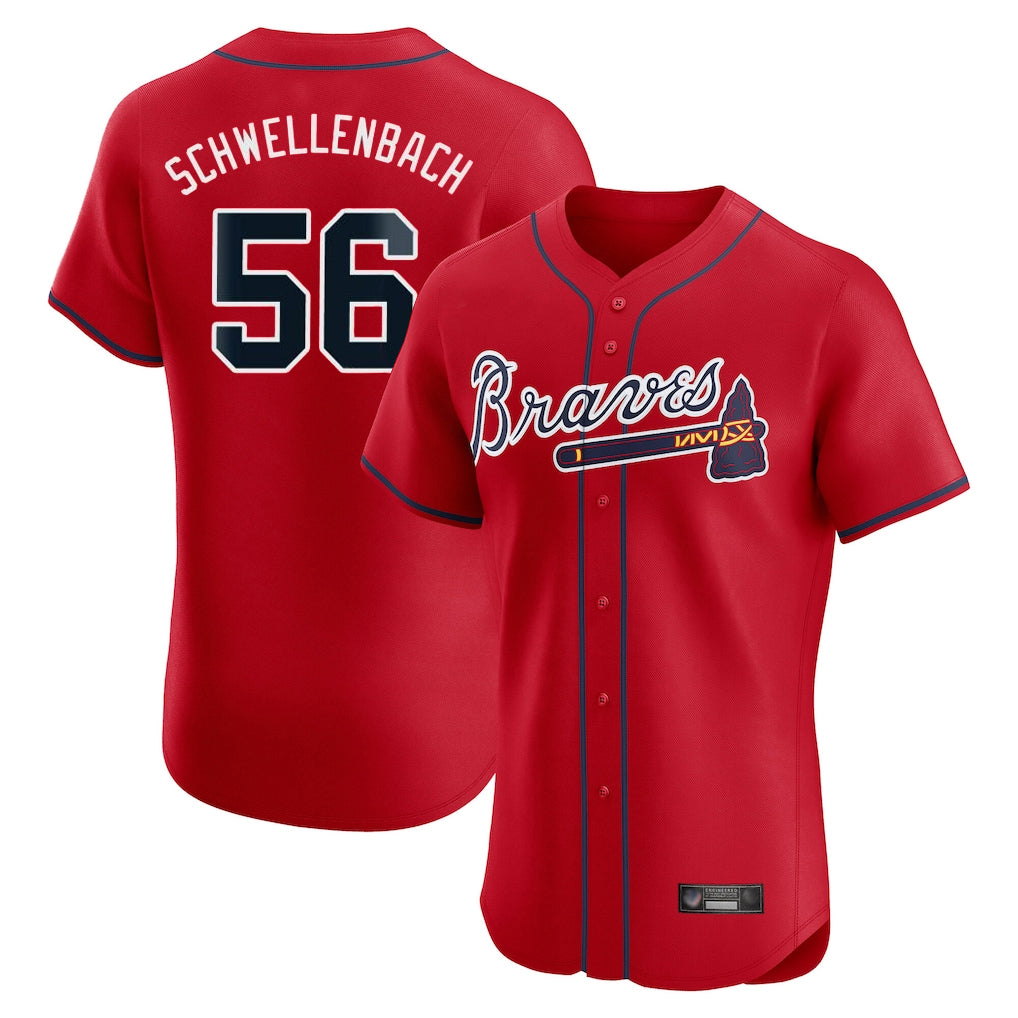 Friene A.Braves #56 Spencer Schwellenbach Player Red Limited Elite Home Game Stitched Jerseys