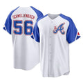 Friene A.Braves #56 Spencer Schwellenbach Player White City Connect Home Game Stitched Jerseys