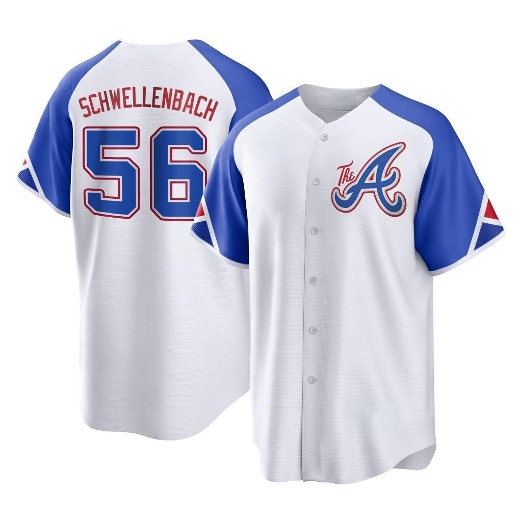 Friene A.Braves #56 Spencer Schwellenbach Player White City Connect Home Game Stitched Jerseys