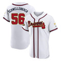 Friene A.Braves #56 Spencer Schwellenbach Player White Gold Limited Elite Home Game Stitched Jerseys