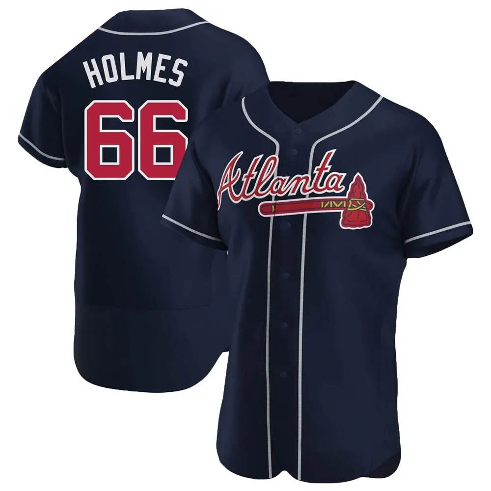 Friene  A.Braves #66 Grant Holmes Player Navy Authentic Alternate Stitched Jerseys
