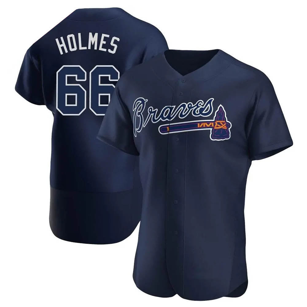 Friene  A.Braves #66 Grant Holmes Player Navy Authentic Alternate Team Stitched Jerseys