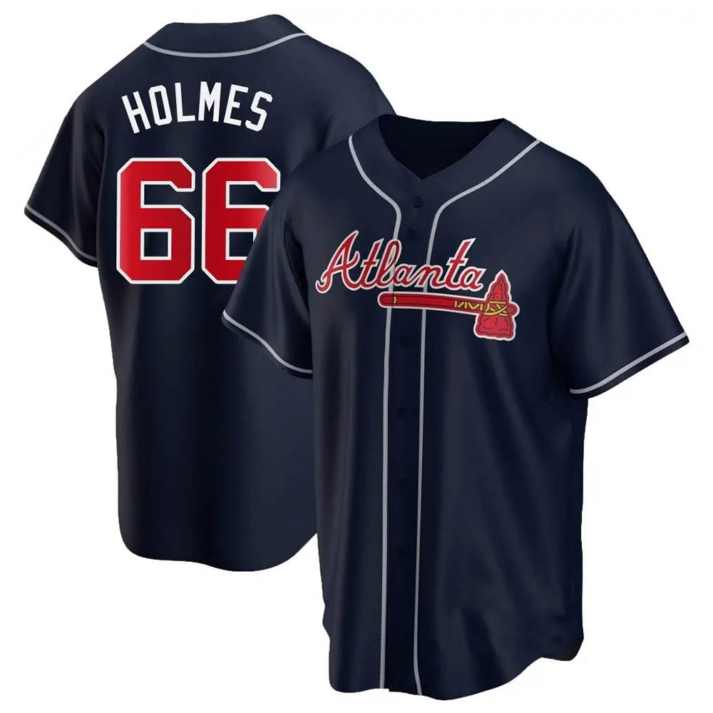Friene A.Braves #66 Grant Holmes Player Navy Replica Alternate Stitched Jerseys