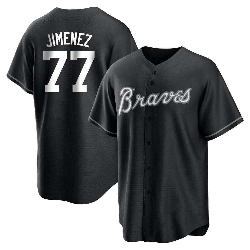 Friene A.Braves #77 Joe Jimenez Player Black Home Game Stitched Jerseys
