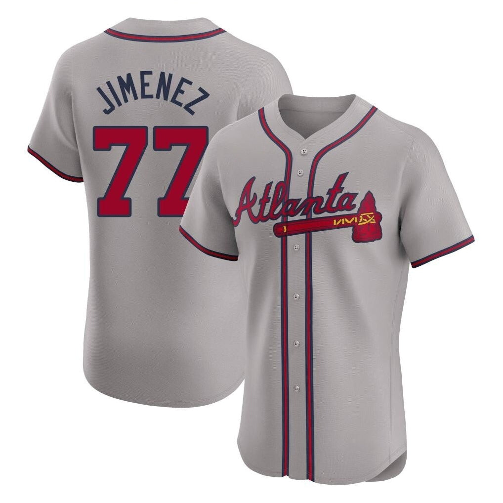 Friene A.Braves #77 Joe Jimenez Player Gray Limited Elite Home Game Stitched Jerseys