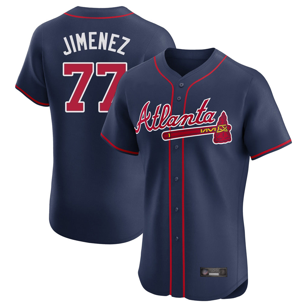 Friene A.Braves #77 Joe Jimenez Player Navy Limited Elite Home Game Stitched Jerseys