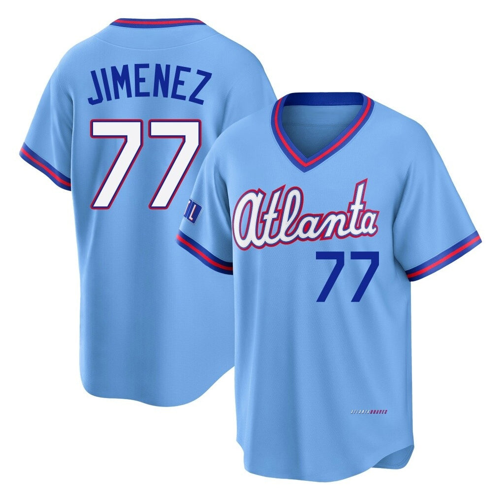Friene A.Braves #77 Joe Jimenez Player Powder Blue 2026 City Connect T-shirt Home Game Stitched Jerseys