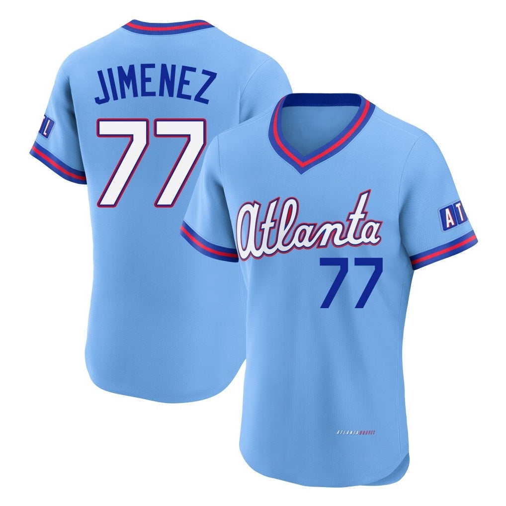 Friene A.Braves #77 Joe Jimenez Player Powder Blue 2026 City Connect T-shirt Limited Elite Home Game Stitched Jerseys