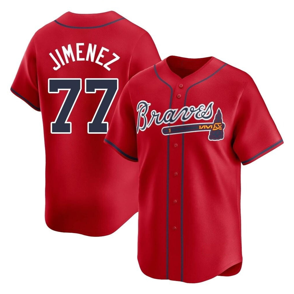 Friene A.Braves #77 Joe Jimenez Player Red Limited Home Game Stitched Jerseys