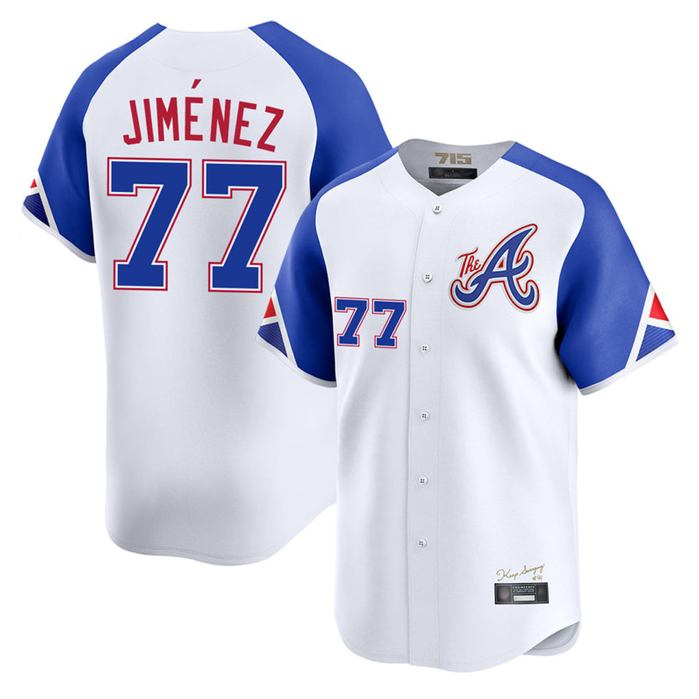 Friene A.Braves #77 Joe Jimenez Player White City Connect Limited Home Game Stitched Jerseys