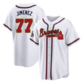 Friene A.Braves #77 Joe Jimenez Player White Gold Home Game Stitched Jerseys