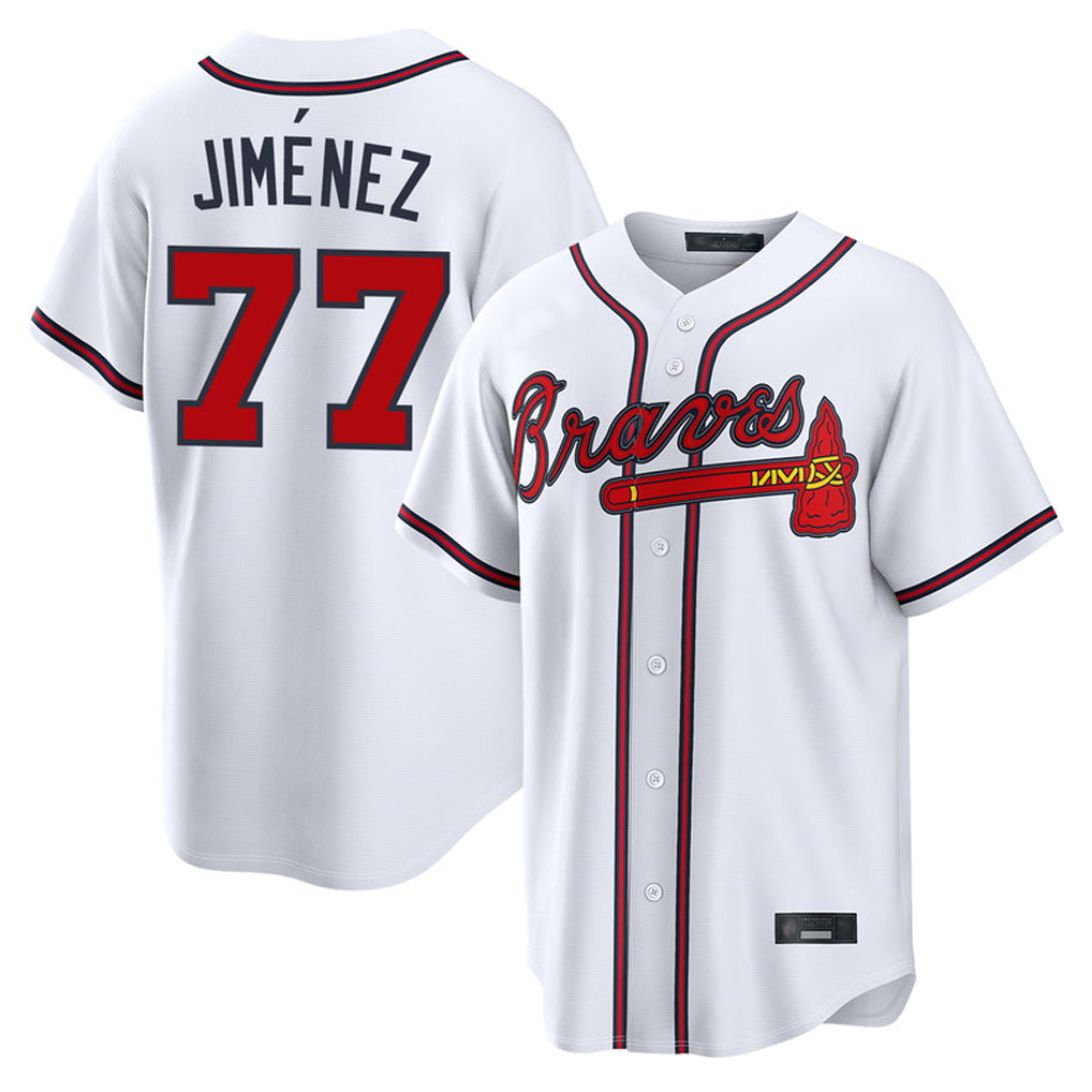 Friene A.Braves #77 Joe Jimenez Player White Home Game Stitched Jerseys