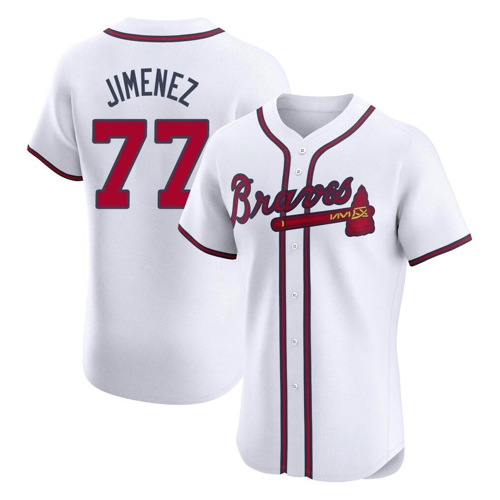 Friene A.Braves #77 Joe Jimenez Player White Limited Elite Home Game Stitched Jerseys