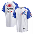 Friene A.Braves #77 Joe Jimenez Player White USA 250 Fourth Of July City Connect Home Game Stitched Jerseys