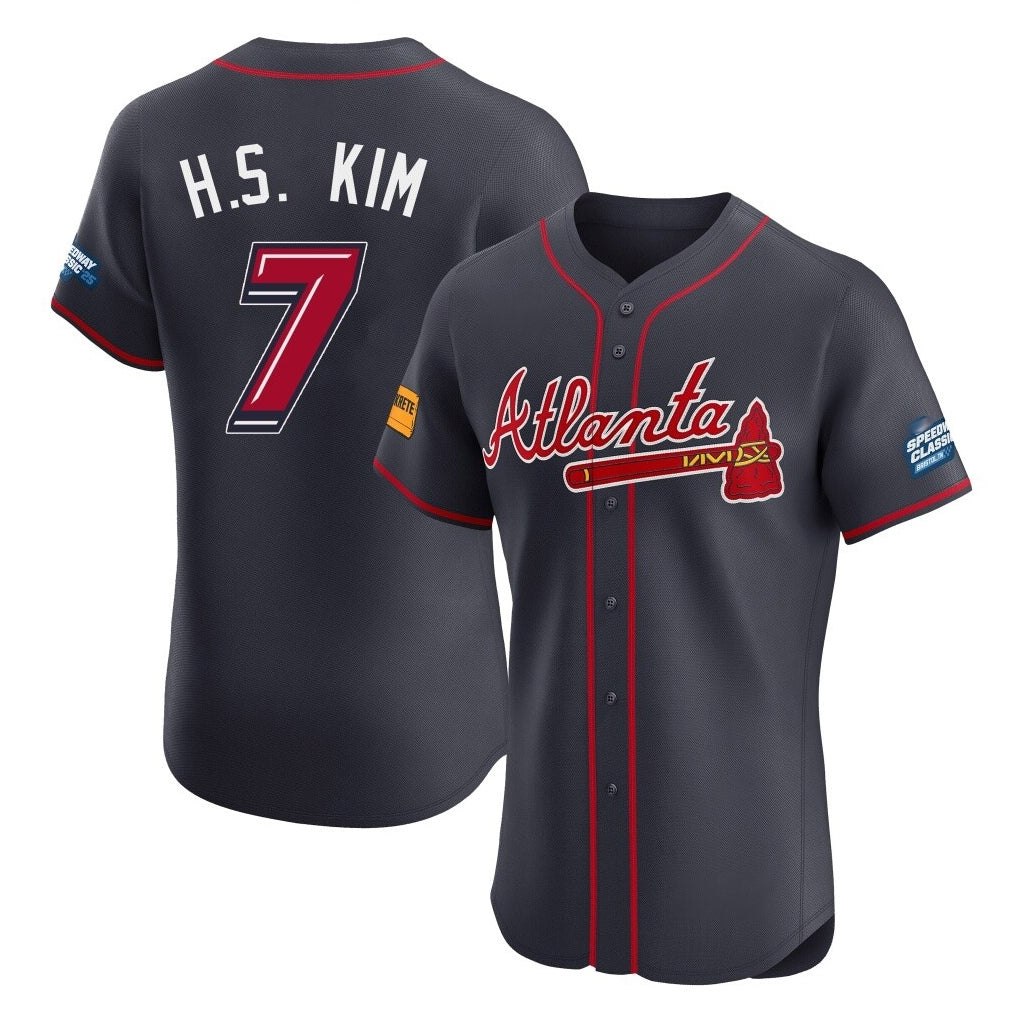 Friene A.Braves #7 Ha-Seong Kim Player Navy 2025 Speedway Classic Limited Elite Home Game Stitched Jerseys