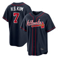 Friene A.Braves #7 Ha-Seong Kim Player Navy Home Game Stitched Jerseys