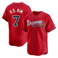 Friene A.Braves #7 Ha-Seong Kim Player Red Limited Home Game Stitched Jerseys