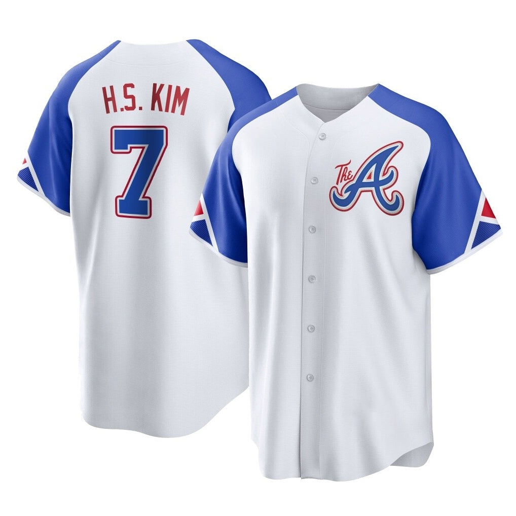 Friene A.Braves #7 Ha-Seong Kim Player White City Connect Home Game Stitched Jerseys