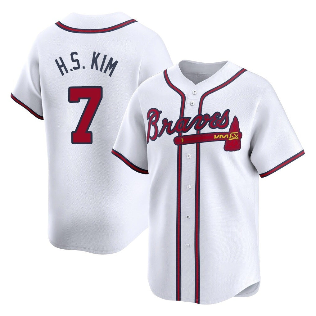 Friene A.Braves #7 Ha-Seong Kim Player White Limited Home Game Stitched Jerseys