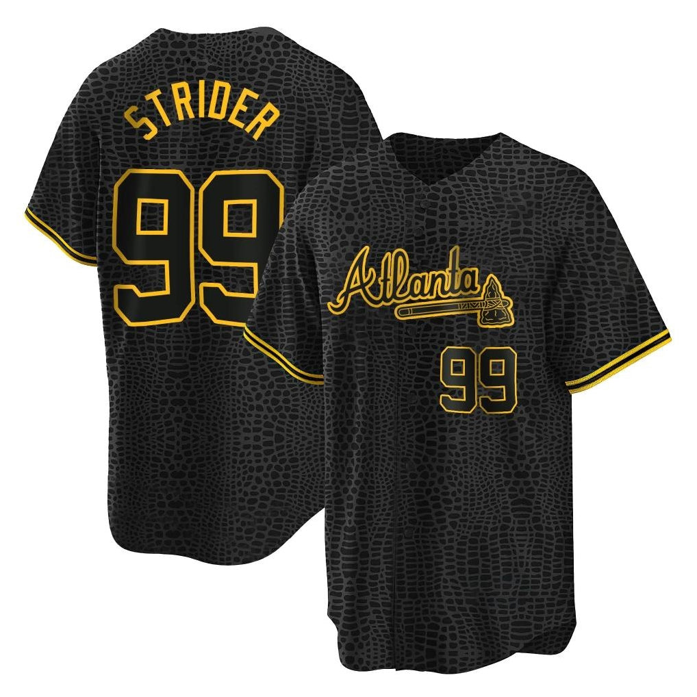 Friene A.Braves #99 Spencer Strider Player Black Snake Skin City Home Game Stitched Jerseys