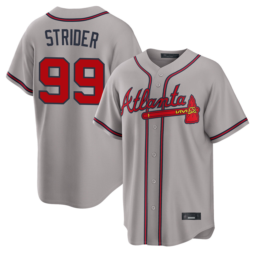 Friene A.Braves #99 Spencer Strider Player Gray Home Game Stitched Jerseys