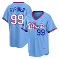 Friene A.Braves #99 Spencer Strider Player Powder Blue 2026 City Connect T-shirt Home Game Stitched Jerseys