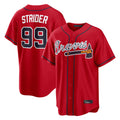 Friene A.Braves #99 Spencer Strider Player Red Home Game Stitched Jerseys
