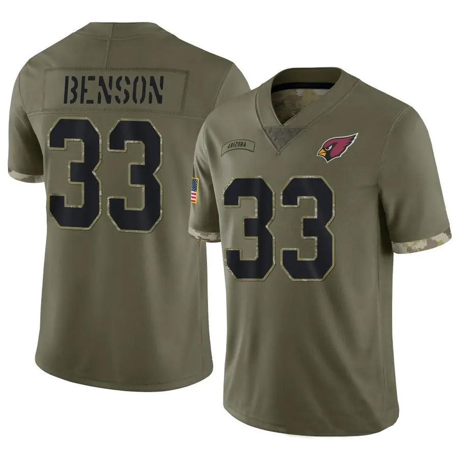 Friene  A.Cardinals #33 Trey Benson Player Olive Salute To Service Limited Game Stitched Jerseys