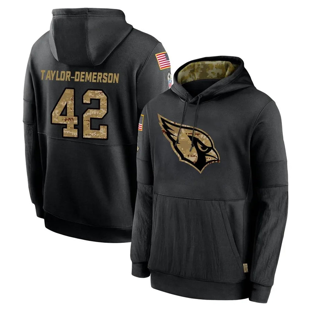 Friene A.Cardinals #42 Dadrion Taylor-Demerson Player Black Salute to Service Sideline Performance Pullover Hoodies Home Game Stitched Jerseys