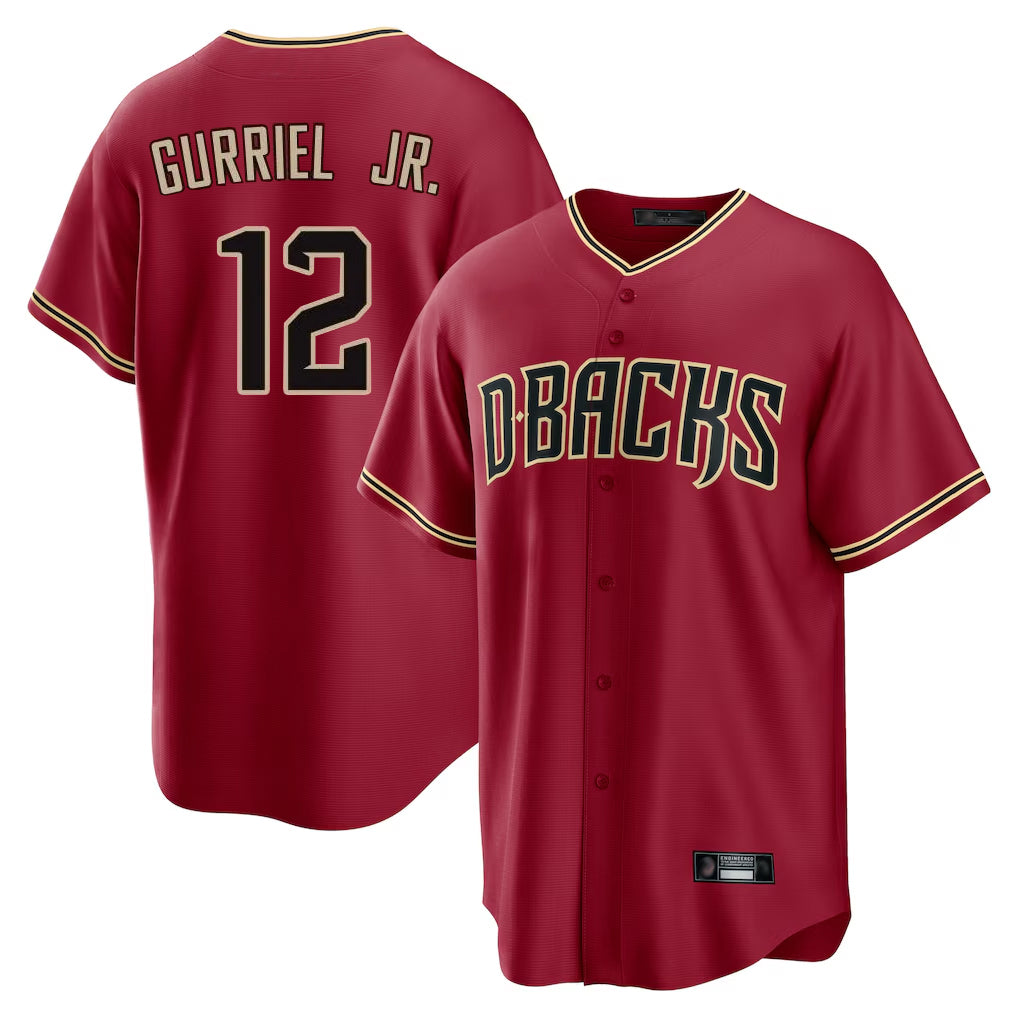 Friene A.Diamondbacks #12 Lourdes Gurriel Jr Player Red Home Game Stitched Jerseys