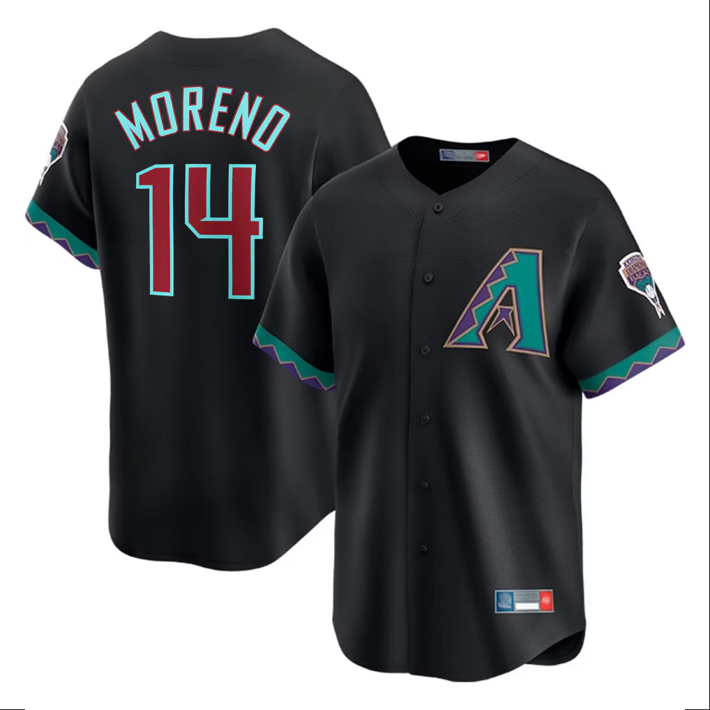 Friene A.Diamondbacks #14 Gabriel Moreno Player Black Fashion Out Home Game Stitched Jerseys