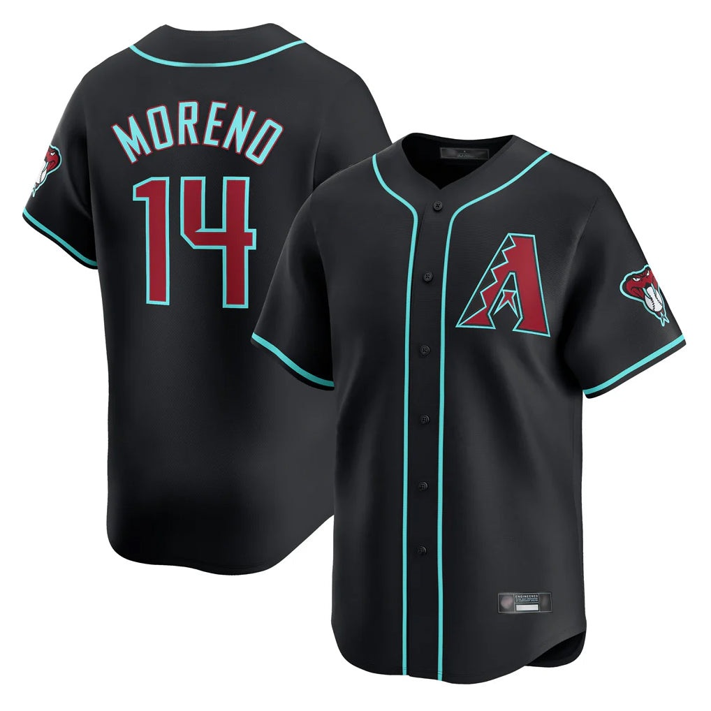 Friene A.Diamondbacks #14 Gabriel Moreno Player Black Limited Home Game Stitched Jerseys