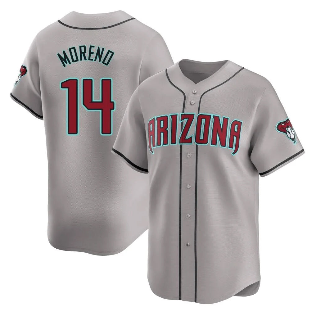 Friene A.Diamondbacks #14 Gabriel Moreno Player Gray Road Limited Home Game Stitched Jerseys