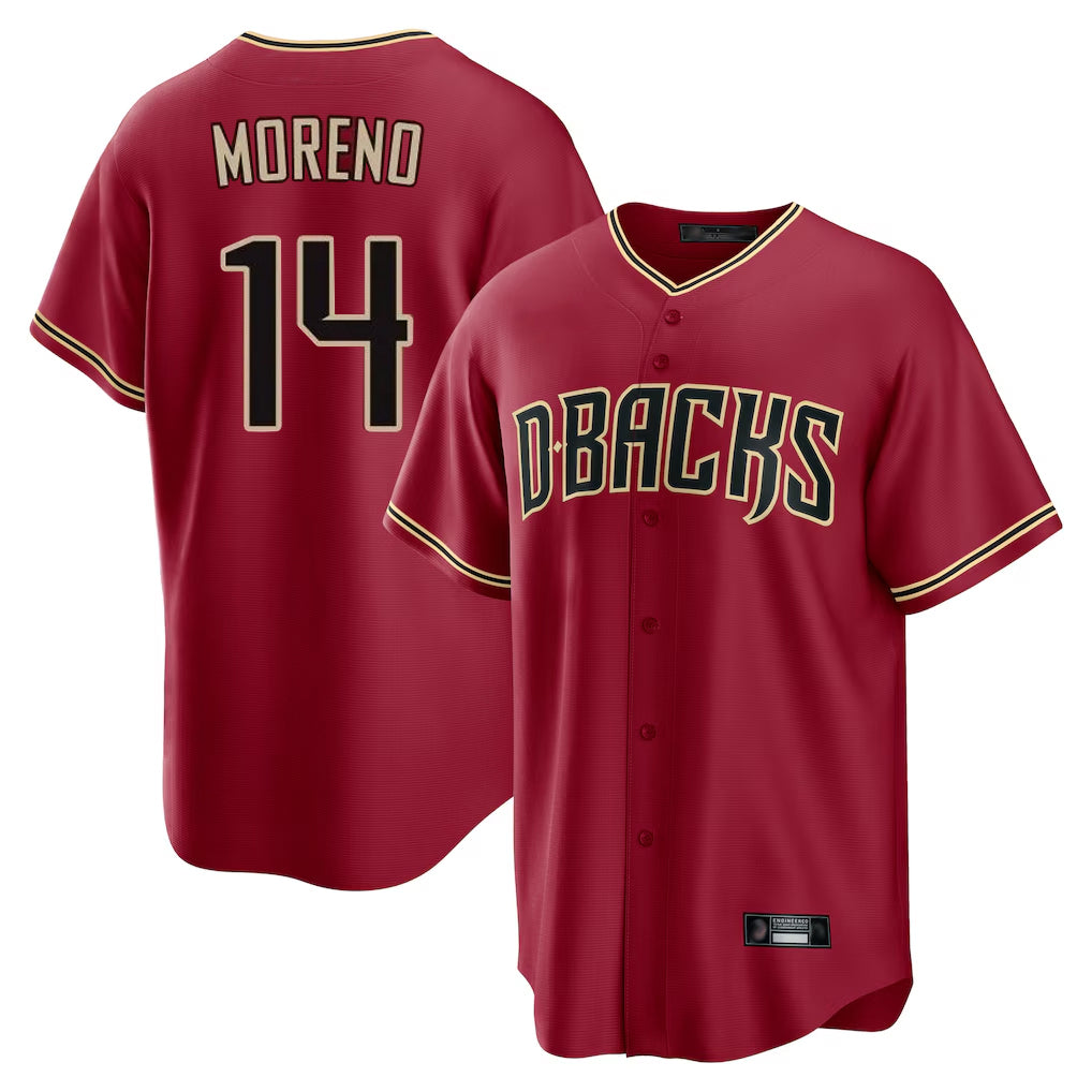 Friene A.Diamondbacks #14 Gabriel Moreno Player Red Home Game Stitched Jerseys