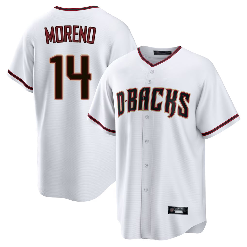 Friene A.Diamondbacks #14 Gabriel Moreno Player White Home Game Stitched Jerseys
