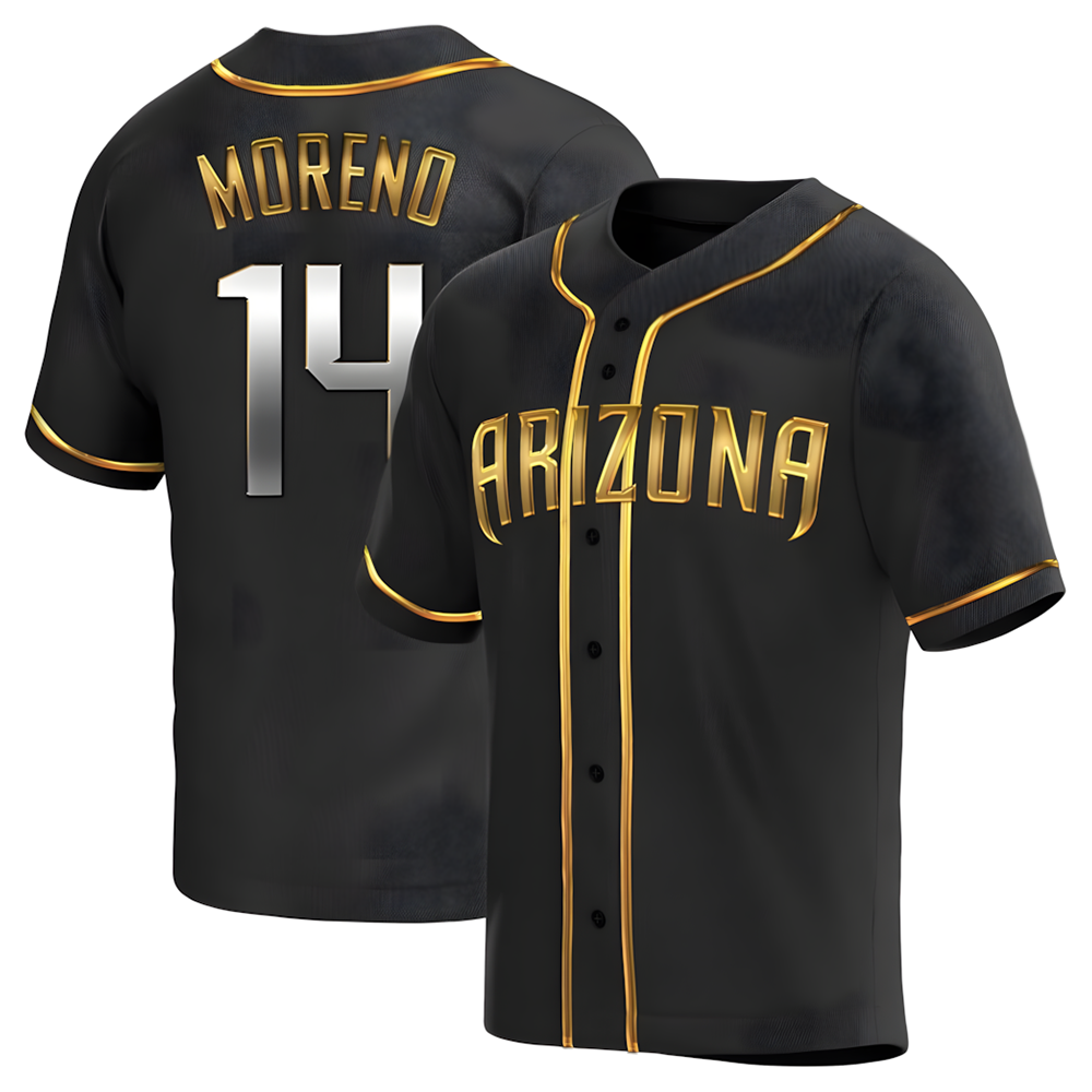 Friene A.Diamondbacks #14 Gabriel Moreno Player Black Golden Replica Alternate Stitched Jerseys