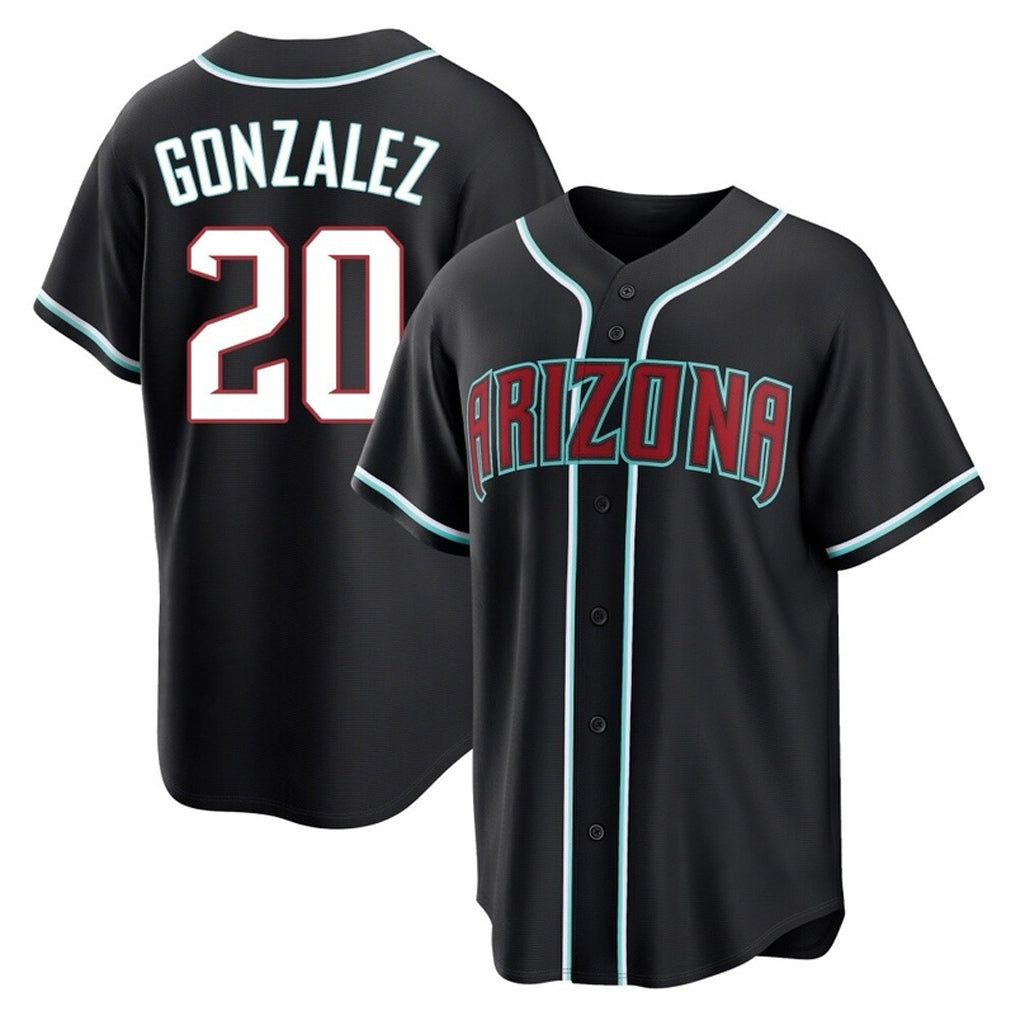 Friene A.Diamondbacks #20 Luis Gonzalez Player Black Home Game Stitched Jerseys