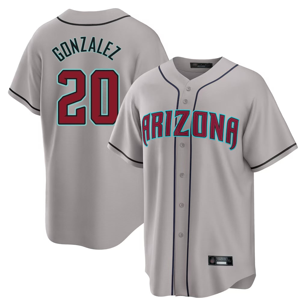 Friene A.Diamondbacks #20 Luis Gonzalez Player Gray Road Home Game Stitched Jerseys