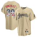 Friene A.Diamondbacks #20 Luis Gonzalez Player Tan USA 250 Fourth of July Home Game Stitched Jerseys