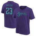 FrieneA.Diamondbacks #23 Zac Gallen Player Purple Fuse City Connect round collar T shirt Stitched Jerseys