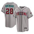 Friene A.Diamondbacks #28 Nolan Arenado Player Gray Road Home Game Stitched Jerseys