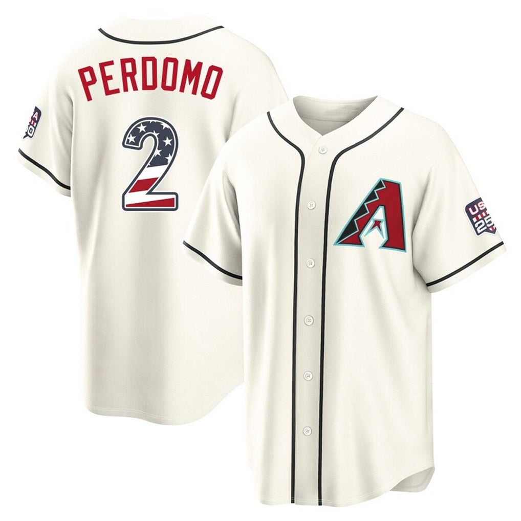 Friene A.Diamondbacks #2 Geraldo Perdomo Player Cream USA 250 Fourth of July Home Game Stitched Jerseys